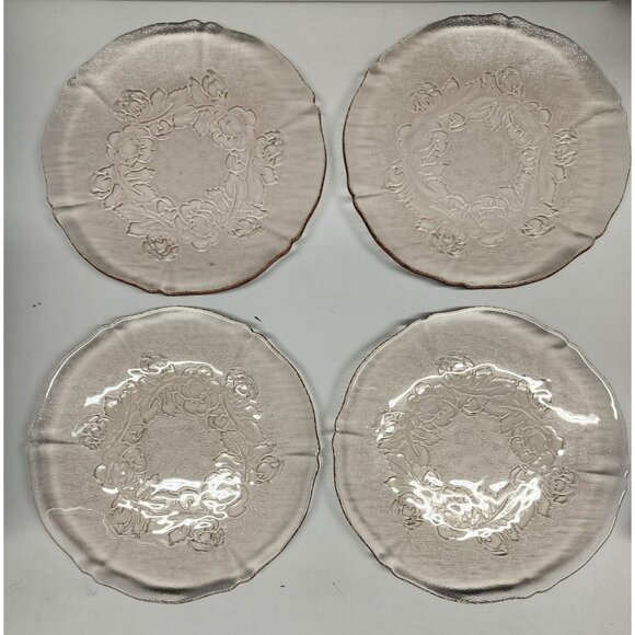 Arcoroc Rosa Pink Glass 7.5" Salad Plates Rosaline France (4) - Picture 1 of 11